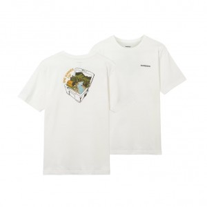シマノ オーガニックコットン グラフィックTシャツ アイボリー SH-003V (フィッシングTシャツ 半袖)