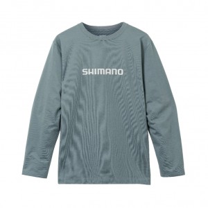 シマノ ドライロゴTシャツ ロングスリーブ ブルーグレー SH-022W (フィッシングTシャツ 長袖 吸水速乾 UVカット)