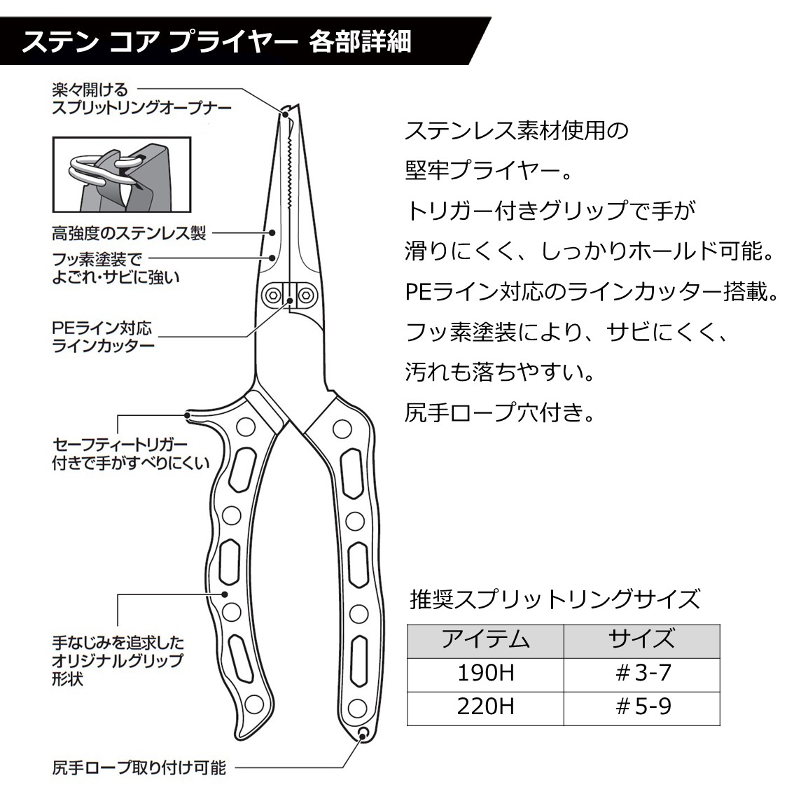 ダイワ ステンコアプライヤー190h フィッシングプライヤー 釣り具の販売 通販なら フィッシング遊 Web本店 ダイワ シマノ がまかつの釣具ならおまかせ