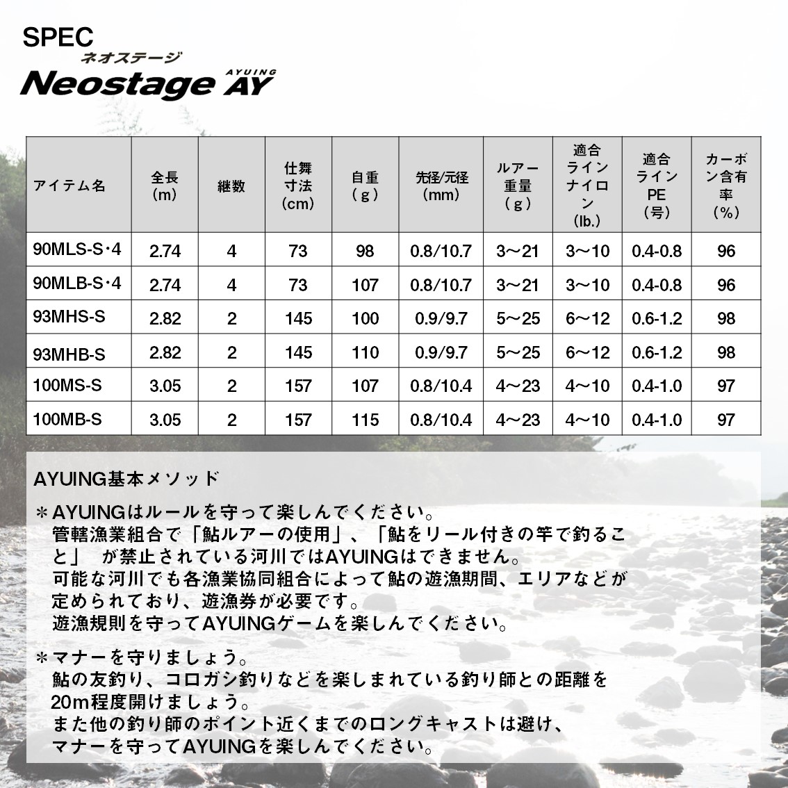 ダイワ ネオステージ アユイング 100MB-S (鮎専用ロッド アユイング ...