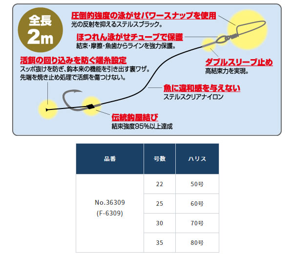 オーナー 大物泳がせ仕掛スーパークエver 22-50 F-6309 (海水仕掛け) - 釣り具の販売、通販なら、フィッシング遊-WEB本店  ダイワ／シマノ／がまかつの釣具ならおまかせ