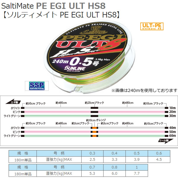 サンライン PEエギULT HS8 180m (エギングライン) 0.6号 - 釣り具の