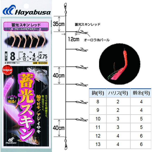 ハヤブサ 蓄光スキンサビキ 船アジ イサキ レッド Ss300 サビキ仕掛け 釣り具の販売 通販なら フィッシング遊 Web本店 ダイワ シマノ がまかつの釣具ならおまかせ