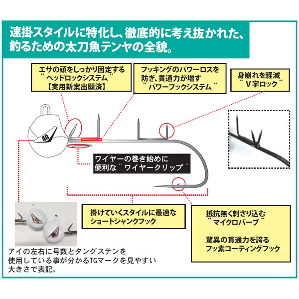 ハヤブサ 船太刀魚テンヤtg フッ素コーティングフック 40号 Sw410 タチウオテンヤ 仕掛け 釣り具の販売 通販なら フィッシング遊 Web本店 ダイワ シマノ がまかつの釣具ならおまかせ