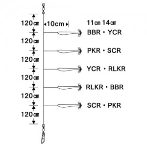 ヤマリア イカ釣プロサビキ SK14cm2段 5本付 (イカ釣針)