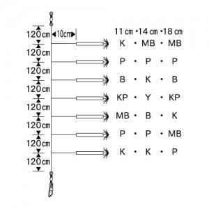 ヤマシタ ヤマリア イカ釣プロサビキ P5 14-1 7本 (イカ釣り　プラヅノ　スルメイカ　ヤリイカ)