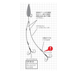 ヤマワ カットウトライシンカーWアーム完全仕掛 30号 (フグ カットウ仕掛け)