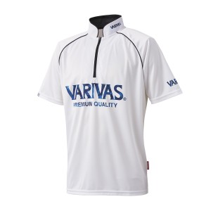 バリバス ドライハーフジップ半袖 ホワイト VAZS-24 (フィッシングシャツ・Tシャツ)