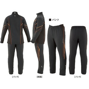 がまかつ トレーニングウォームスーツ ブラック/オレンジ GM-3613 (防寒着 上下セット 釣り)