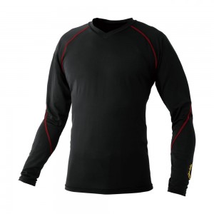 がまかつ アルテマクールインナーシャツ ブラック×レッド GM3758 (冷感肌着 UV対策 クールインナー)
