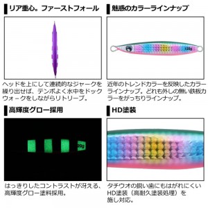 【全8色】 ダイワ 鏡牙ジグリアフォール 120g (メタルジグ ジギング)