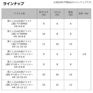 ダイワ 落込仕掛ライトLBG カラ針+フラッシャー4本 (胴突仕掛け)