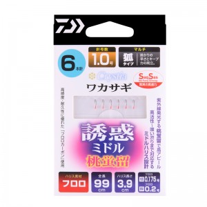 ダイワ クリスティア 快適ワカサギ仕掛け 誘惑ミドル桃蛍留 M6本 (仕掛け 釣り)