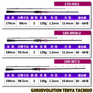 ピュアテック 23 ゴクエボリューション テンヤタチウオ 180-MH8:2 (2ピース 竿 ロッド 船 海 釣り)