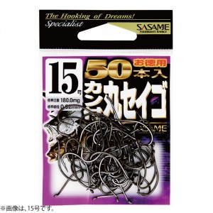 ささめ針 カン付丸セイゴ(50本入) 黒 05VRI (セイゴバラ針) 18号