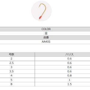 ささめ針 赤虫鈎 糸付 金 AA405 (淡水糸付針)