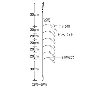 ささめ針 ケイムラフックサビキピンクベイト S-873 (サビキ仕掛け・ジグサビキ)