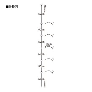 ささめ針 実船落込み一筋5本ケイムラスレッズ 9-6 FSM91 (胴突仕掛け)