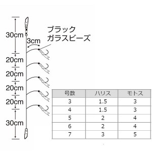 ささめ針 ちょい太ハリス アミエビサビキ S-877 (サビキ仕掛け・ジグサビキ)