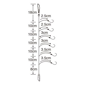 ささめ針 ワカサギ仕掛 三段鬼 桧原湖6本鈎 C-254 (わかさぎ仕掛け)