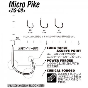 カツイチ マイクロパイク AS-08 (トリプルフック・ダブルフック・シングルフックルアーフック)