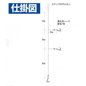 ハヤブサ 海戦ショート吹き流し オーロラ緑スキン SN121 (船釣り仕掛け 船フカセ仕掛)