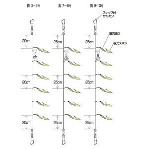 ハヤブサ 小アジ専科 夜光スキン HS250 (サビキ 仕掛け)