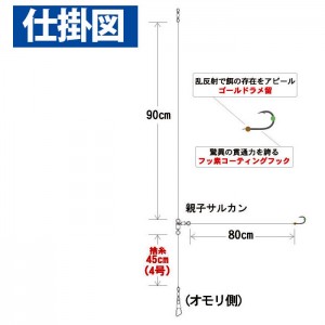 ハヤブサ 船極 瞬貫ヒラメ カタクチ用1本鈎 ラメ留 SD194 (海水仕掛け)