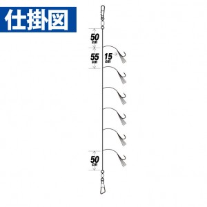 ハヤブサ 落し込みキツネ太地シルバー＆ホロフラッシャー6本鈎 11-16 SS435 (胴突仕掛け)