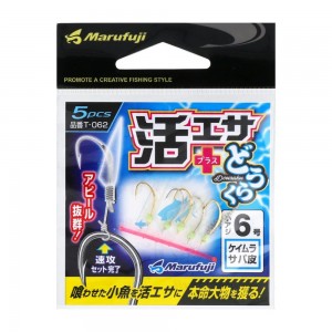 まるふじ 活エサどうらくサバ皮 6号 T-062 (胴突仕掛け)